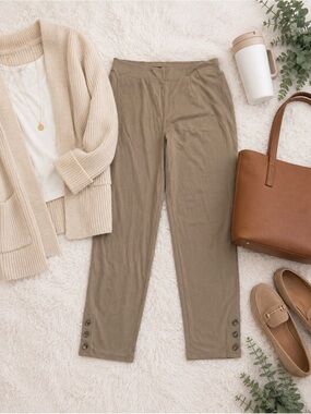 Wearever Collection Button-Hem Pull-On Pants